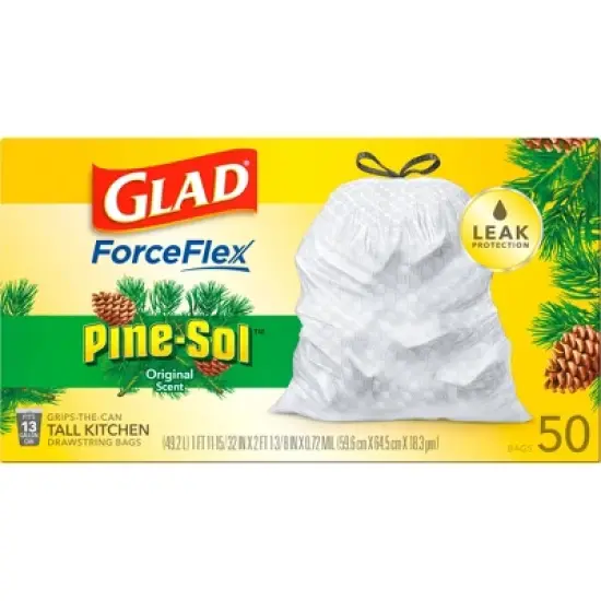 Glad ForceFlex Drawstring Trash Bags - Pinesol - 13 Gallon - 50ct image {5}