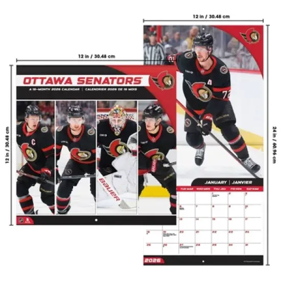 Trends International 2026 Ottawa Senators Bilingual French 12"x12" Wall Calendar image {6}