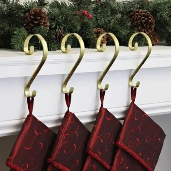 Stocking Scrolls Stocking Holders 4pk Gold Foil image {1}
