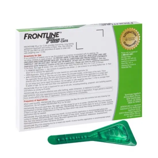 Frontline Plus Flea and Tick Treatment for Cats and Kittens - 8 weeks and older - 3 Doses image {1}