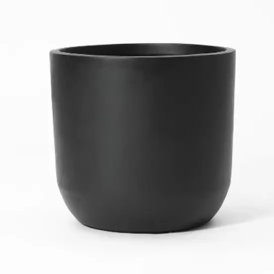LuxenHome 14.6-Inch Round Smooth Finish Black MgO Planter image {7}