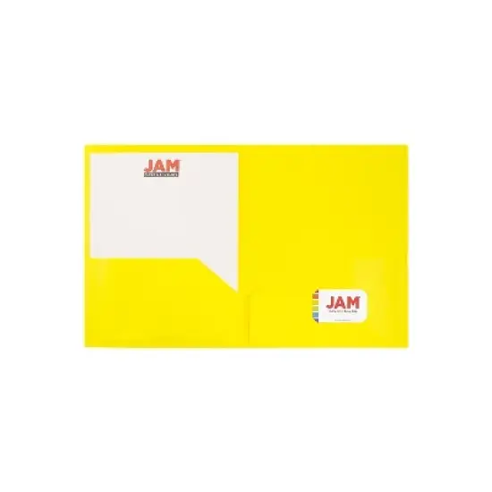 JAM Paper Pop 2-Pocket School Folder Yellow 96/Pack (382EYEB) image {2}