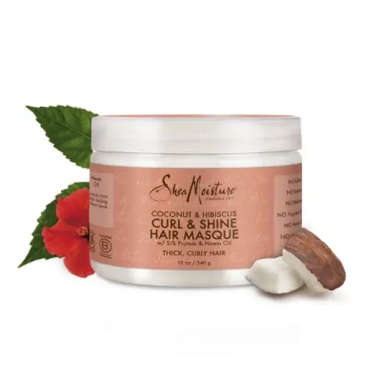 SheaMoisture Coconut & Hibiscus Curl & Shine Hair Mask For Naturally Curly Hair - 12oz image {1}