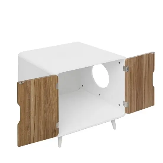 Abel Cat Litter Box Enclosure Multipurpose Anti Tracking Ventilation Holes with Magnetic Doors And Metal Legs Pet House-The Pop Home image {6}