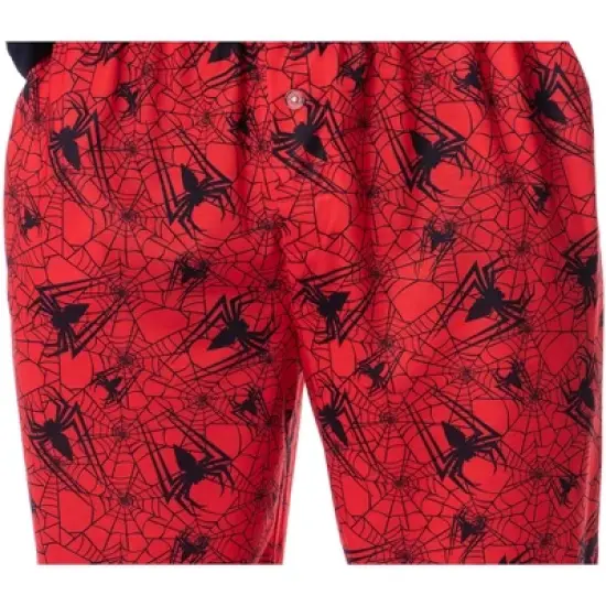 Marvel Comics Mens' Spider-Man Logo Icon Tossed Print Sleep Pajama Set Multicolored image {3}