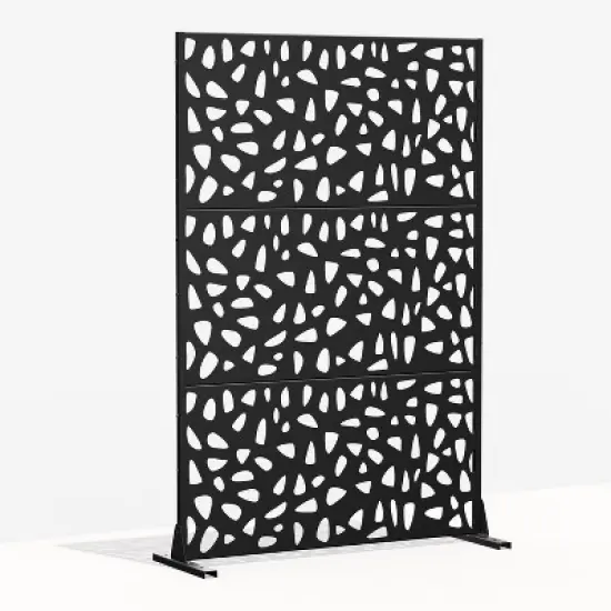 Dovelina Metal Outdoor Privacy Screen Freestanding Patio Decorative Screens - 72"x47", Black, Dean image {9}