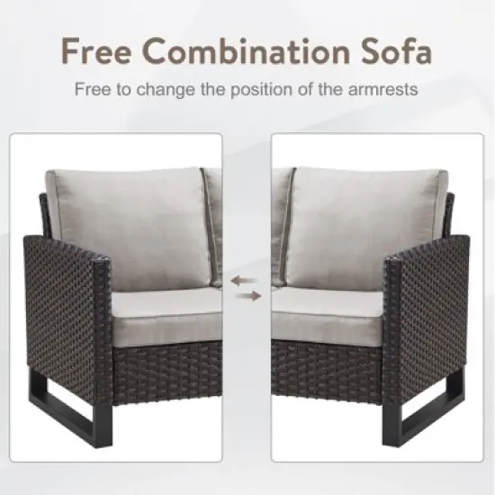 Belord 8PCS Outdoor Patio Furniture Set, All Weather Outdoor Sectional Set with Storage Box, L-Shape Sectional Sofa, Swivel Patio Chair, Coffee Table image {2}