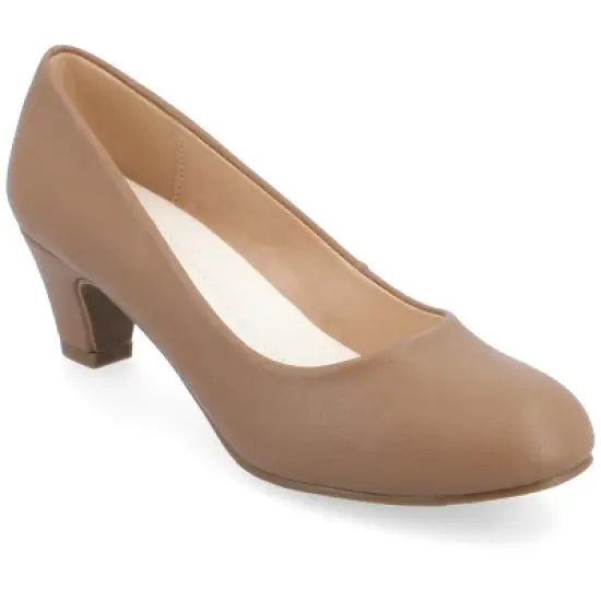Journee Collection Womens Luu-m Comfort Insole Round Toe Low Block Heel Pumps image {10}