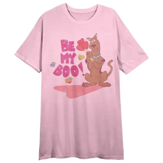 Scooby Doo Be My Boo Women's Pink Short Sleeve Crew Neck Sleep Shirt image {3}