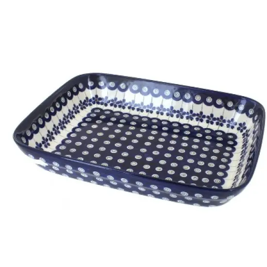 Blue Rose Polish Pottery 370 Zaklady Small Rectangular Baker image {2}