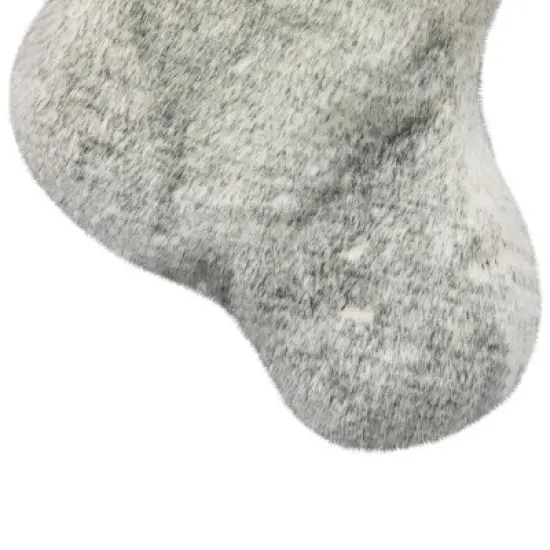 Northlight Silver Fox Faux Fur Christmas Stocking with Pom Poms - 20.5" image {3}
