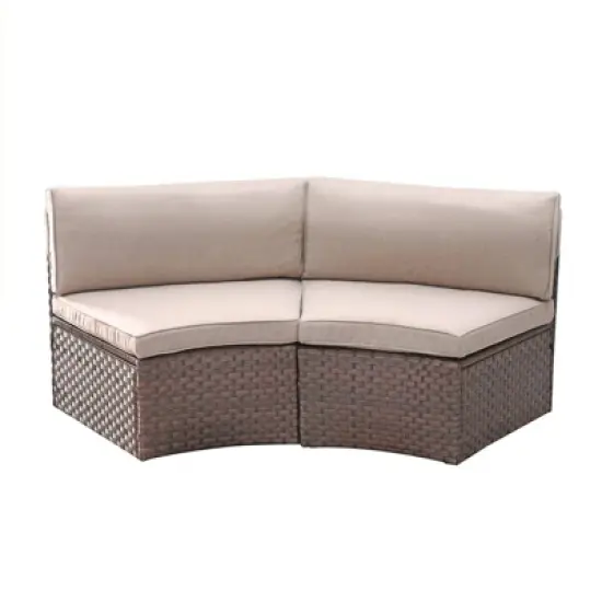 Sunsitt Outdoor Steel Curved Wicker Sofa Beige image {5}