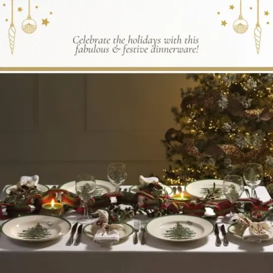 Spode Christmas Tree Sculpted 4-Section Tray - 1-Inch Divided Holiday Serveware in Fine Porcelain - Dishwasher, Microwave, Oven Safe image {4}