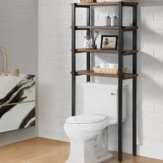Pomona Over The Toilet 4-Shelf Bath Storage - Alaterre Furniture image {1}