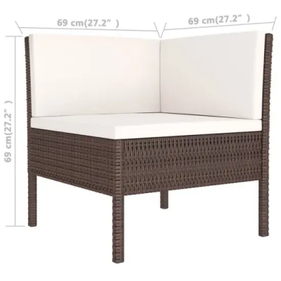 vidaXL Garden Furniture Set Brown PE rattan 3 Piece Set Modular image {5}