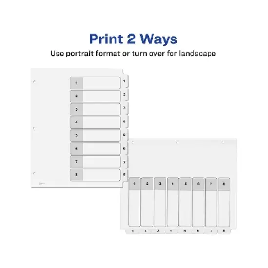 Avery Pre-Printed 8-Tab Numeric Dividers Customizable 11822 image {4}
