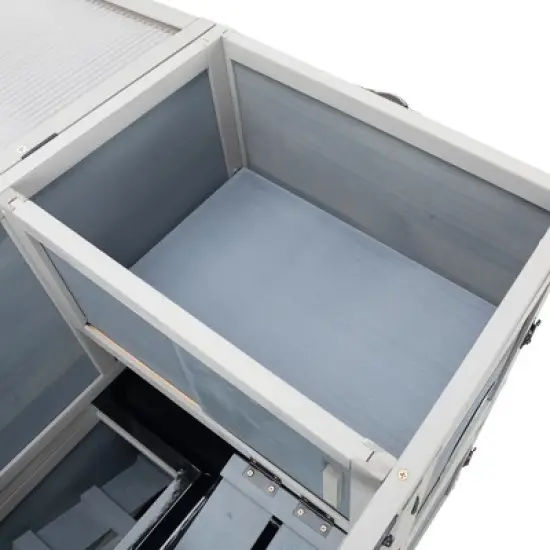 Sevobal Pet Carriers, Double Layer Rabbit Hutch with Wheels, Portable Fence for Yard Living Room, Gray, 35.43"*19.68"*36.61" image {2}