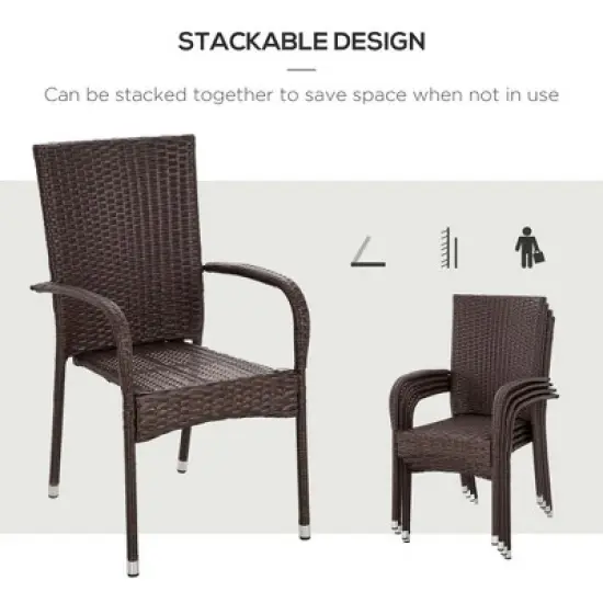 Resenkos Outdoor Dining Room Chairs, Patio Kitchen Chairs,4 PE Rattan Outdoor Dining Chairs with Cushions, Blue Blue, 22" x 23.5" x 37.5" image {7}