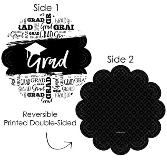 Big Dot of Happiness Black and White Grad Best is Yet to Come Graduation Party Round Table Decorations Paper Chargers Place Setting For 12 image {2}