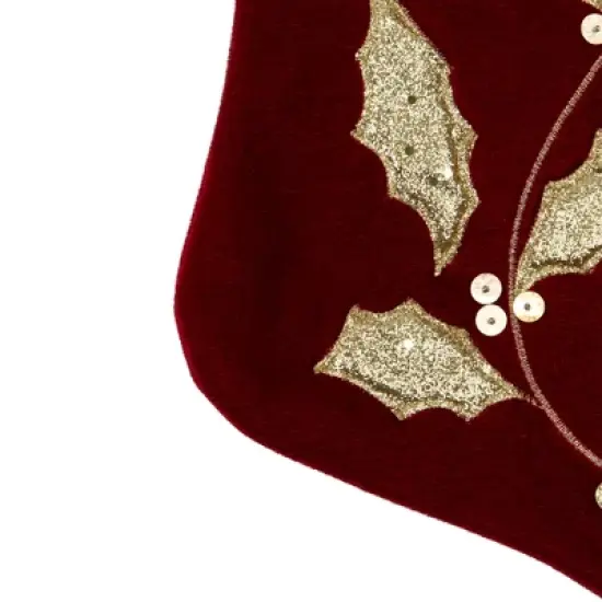 Northlight 20.5-Inch Velvet Gold and Maroon Etched Cuff Christmas Stocking image {5}