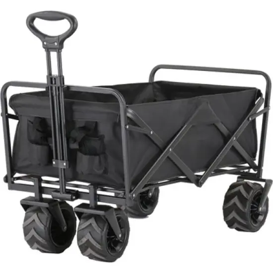 MaseiKar Heavy Duty 350 Lbs Capacity Collapsible Wagon, Outdoor Folding Camping Wagons, Grocery Portable Utility Cart, Adjustable Rolling Carts image {7}