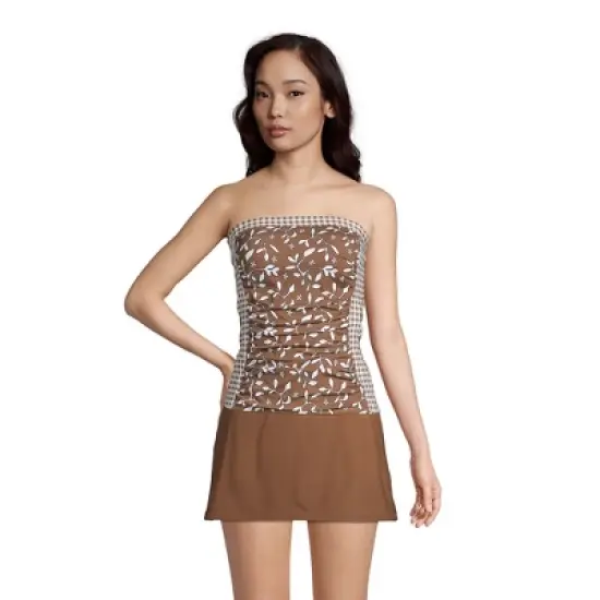 Lands' End Women's Strapless Bandeau Tankini Top Swimsuit with Removable and Adjustable Straps image {5}