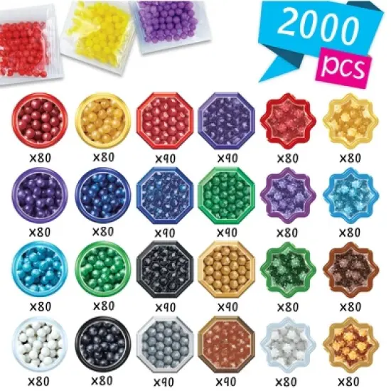 Aquabeads Shiny Bead Pack, Arts & Crafts Bead Refill Kit for Children - over 2000 Shiny Beads image {1}