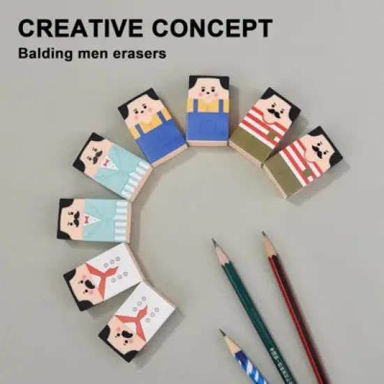 HTUTWOO Bald Guy Erasers - Stylish Gradual Balding Erasers, Easy to Use for Office & School, Back to School image {5}