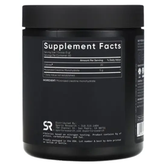 Sports Research Creatine Monohydrate, Unflavored, 10.58 oz (300 g) image {1}