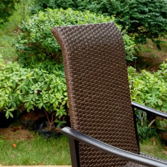 5pc Patio Dining Set with Rattan Arm Chairs & Square Steel Table - Captiva Designs image {2}