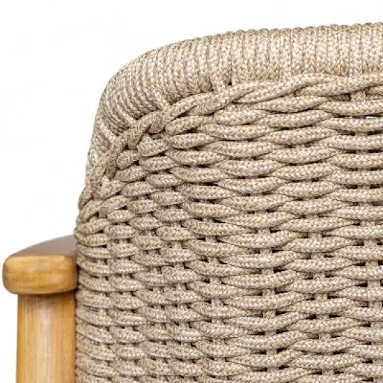 Christopher Knight Home Adrian 2 Piece Patio Woven Rope Acacia Wood Seating Set, Brown image {5}