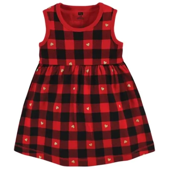 Hudson Baby Baby Girls Cotton Dress and Cardigan Set, Gold Heart Buffalo Plaid image {3}