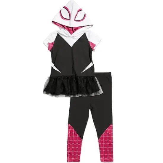 Marvel Avengers Spider-Man Spider-Gwen Captain America Miles Morales Girls Cosplay T-Shirt and Leggings Toddler to Little Kid image {8}