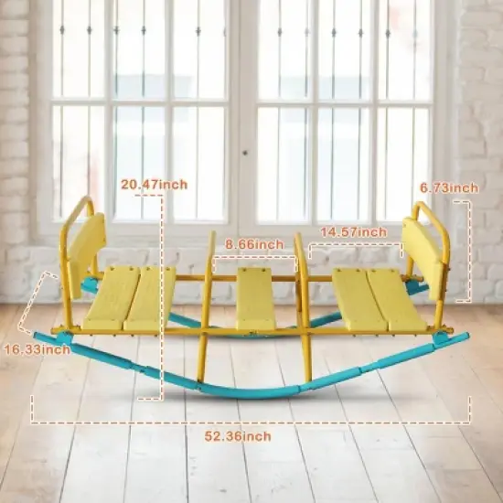 INFURNIC Baby Activity Gyms Triple Seat Seesaw with Safety Handles for Fun Outdoor Play, Multicolor, 30"*18"*4" image {3}