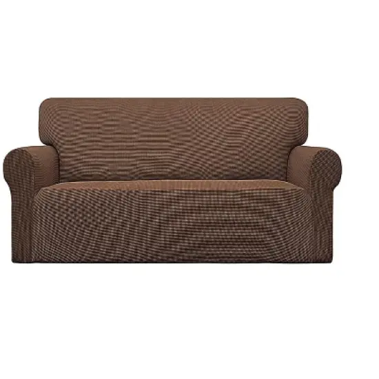 Home Mart Goods Taupe 2-Piece Set Slipcover Sofa & Loveseat Cover Protector 4-Way Stretch Elastic image {4}