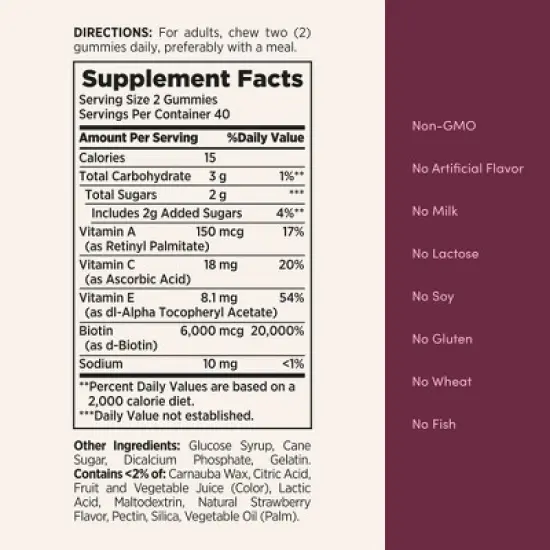 Nature's Bounty Optimal Solutions Advanced Hair, Skin & Nails Gummies with Biotin - 80ct image {3}