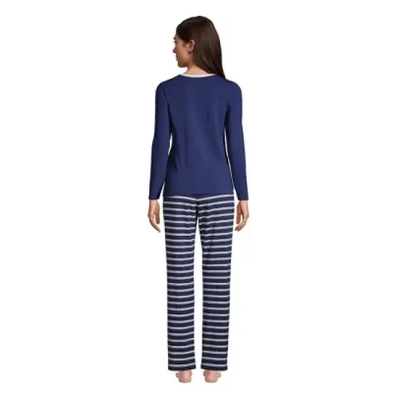 Lands' End Women's Knit Pajama Set Long Sleeve T-Shirt and Pants image {1}