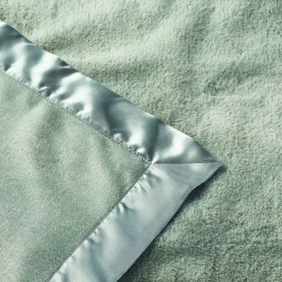 Solid Satin Edge Plush Blanket - Green - Cloud Island&trade; image {2}