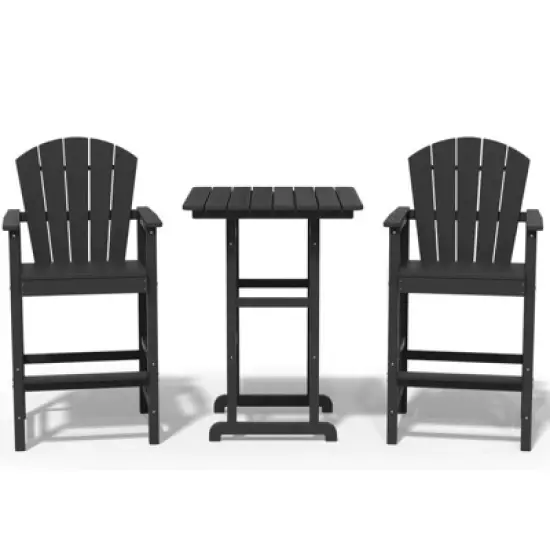 Hyleory 3-Piece HDPE Patio Bar Set with Adirondack Bar Stools - Durable Outdoor Furniture for Stylish Entertaining image {1}