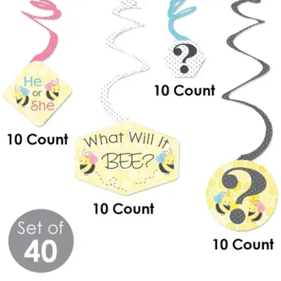 Big Dot of Happiness What Will it Bee - Gender Reveal Hanging Decor - Party Decoration Swirls - Set of 40 image {3}