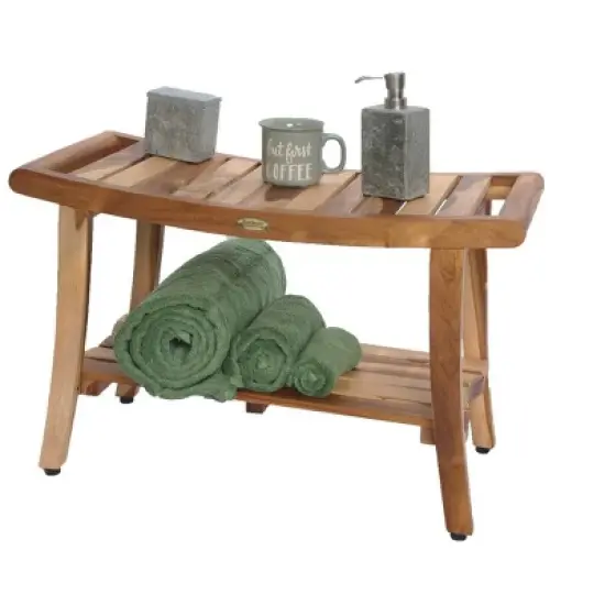 EcoDecors&reg; Harmony&reg; 30" Teak Wood Shower Bench with LiftAide&reg; Arms in EarthyTeak Finish image {8}