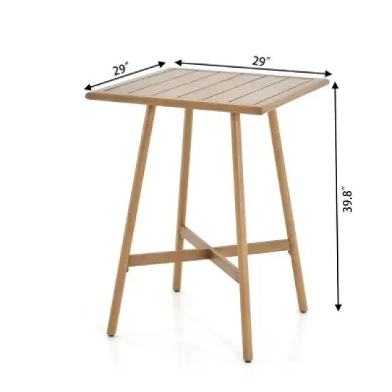 Solid Wood Counter Height Bistro Set X Base Table & Cord Cushioned Stools for Patio image {4}