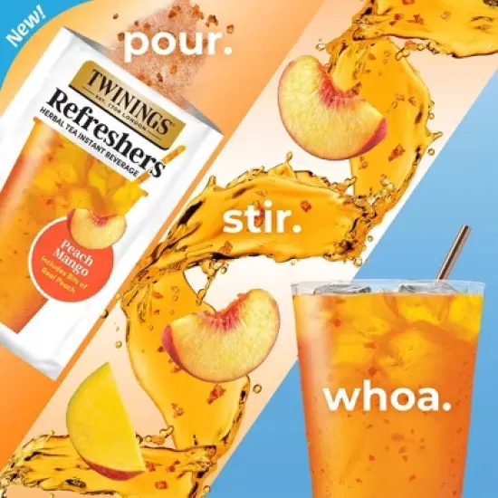 Twinings Refreshers Peach and Mango Herbal Instant Tea Mix - 2.82oz/5ct image {2}