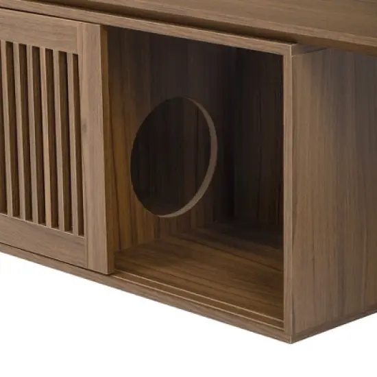 Whisen Furniture-Style TV Stand & Hidden Cat Litter Box & Cat Bed, House with Removable Sliding Door image {10}