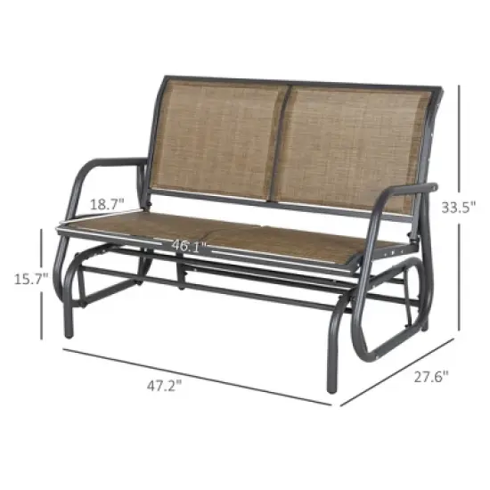 MOEPISY 2-Person Outdoor Glider Bench, Patio Double Swing Rocking Chair Brown image {6}