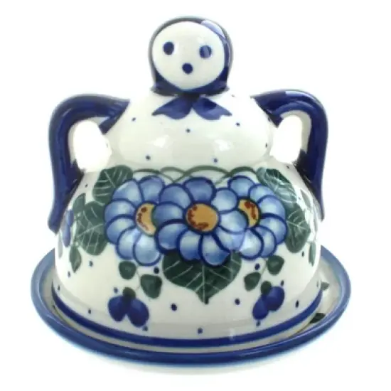 Blue Rose Polish Pottery 33B WR Unikat Medium Cheese Lady image {2}