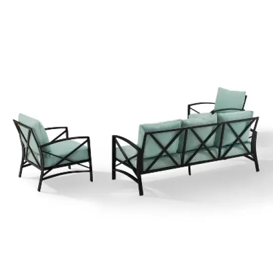 Kaplan 3pc Outdoor Sofa Set with Sofa & 2 Arm Chairs - Mist - Crosley image {2}