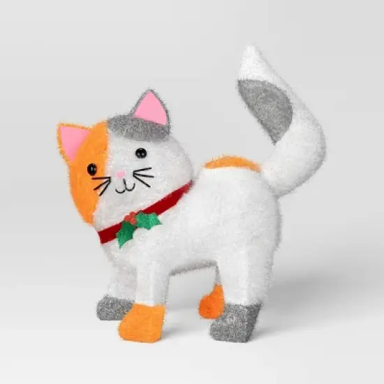 Incandescent Tinsel Calico Cat Christmas Novelty Sculpture Light with Clear Color Light Bulb - Wondershop&trade; image {2}