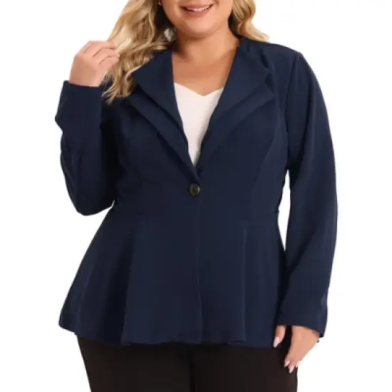 Agnes Orinda Women's Plus Size Office Work Double Lapel Button Peplum Blazers image {7}
