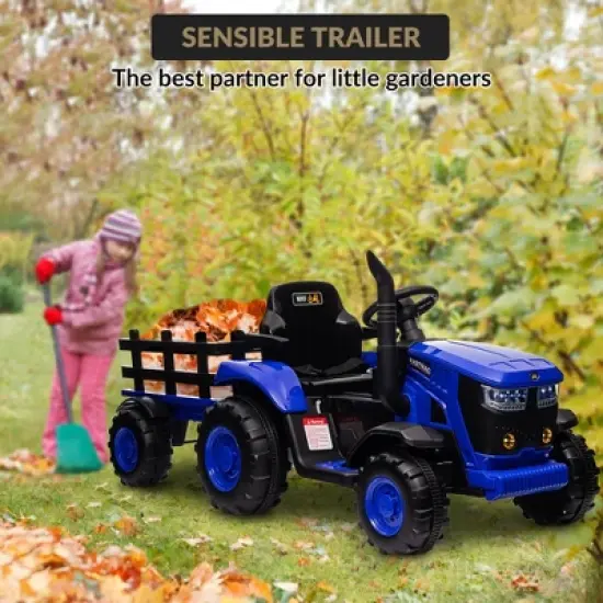 Kids Ride On Tractor, 12V Kids Ride On Toy Car with Remote Control, Electric Vehicles Toy with LED Headlights for Boys Girls 3-8, Gift for Kids image {6}